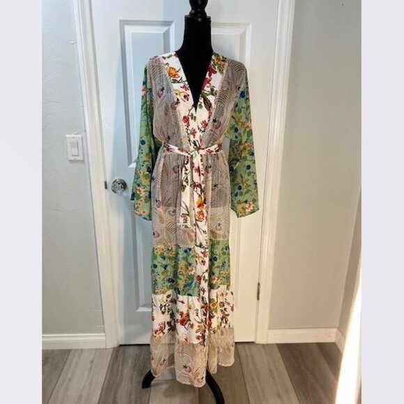 Dani Floral Kimono/Robe in Turquoise from Anthropologie - One Size - NWT - Picture 6 of 9